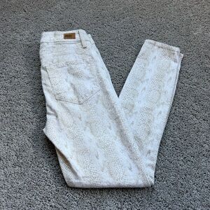 Paige Hoxton Ankle Cream Tan Snakeskin Skinny Jeans Size 27
